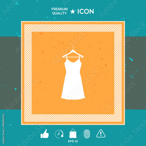 Sundress, Evening dress, combination or nightie on the wardrobe hanger , the silhouette. Menu item in the web design