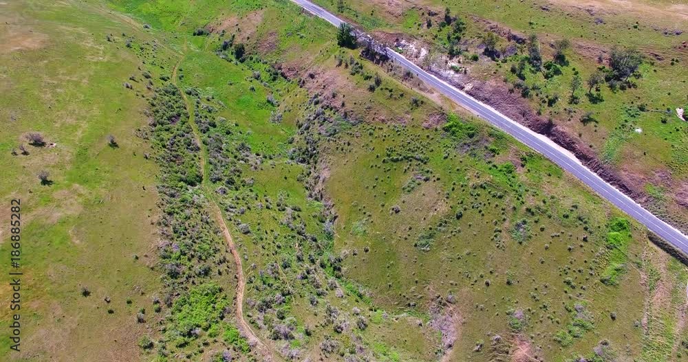 Aerial, rural roadway in Australia Aerial, rural roadway in Australia