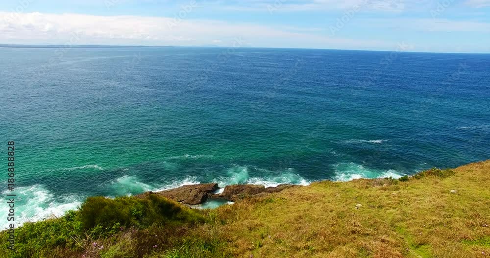 Tilt down aerial, rocky coastline in Australia Tilt down aerial, rocky coastline in Australia