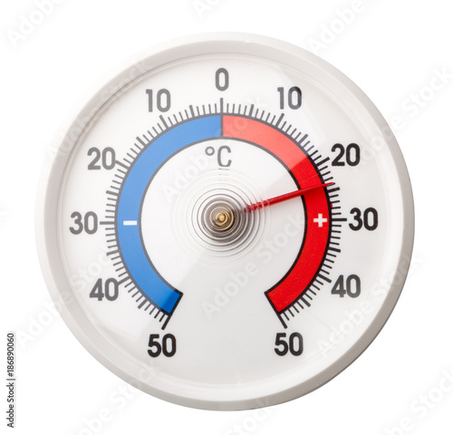 Bilde på lerret Thermometer shows comfort room temp plus 24 Celsius degree on white background