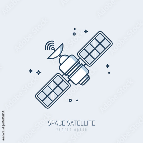 Satellite icon vector monoline illustration