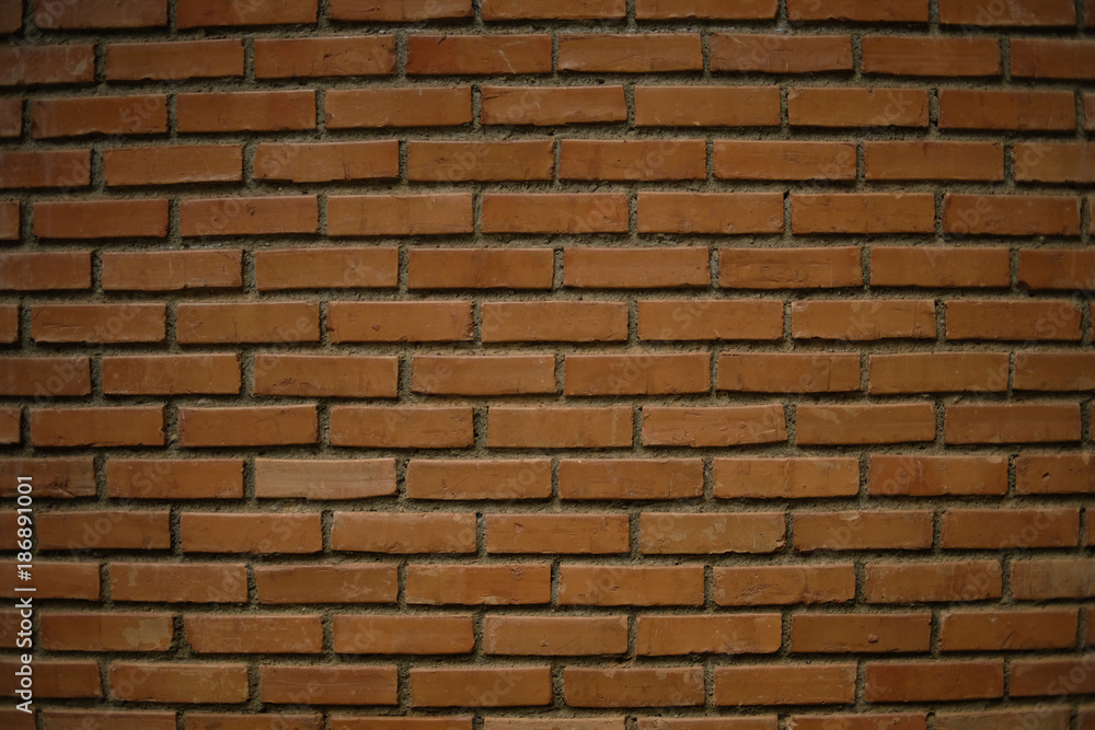 Fototapeta premium Red brick textured background, copy space