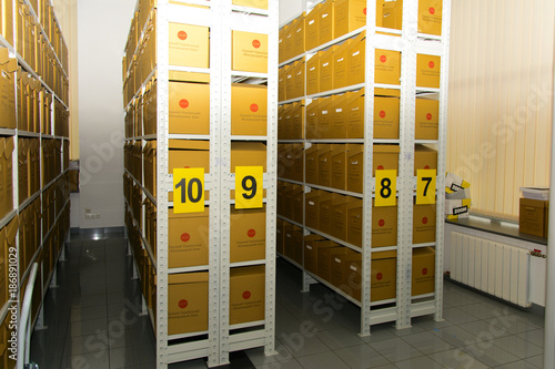 The former deposit of a large bank was converted into an archive after the collapse of the banking system. Ukraine, December 2017