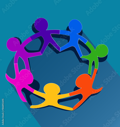 Teamwork people cut out together icon