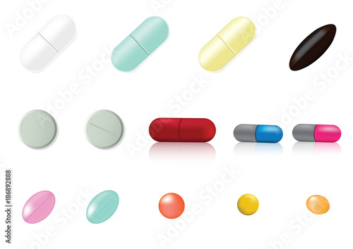 Mix Medicine Pill and Vitamin Background Illustration