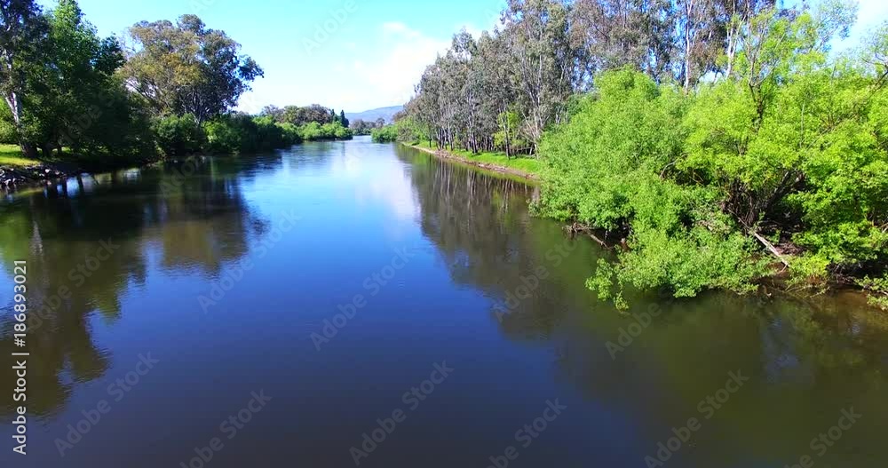 Vast river in Australia countryside, aerial