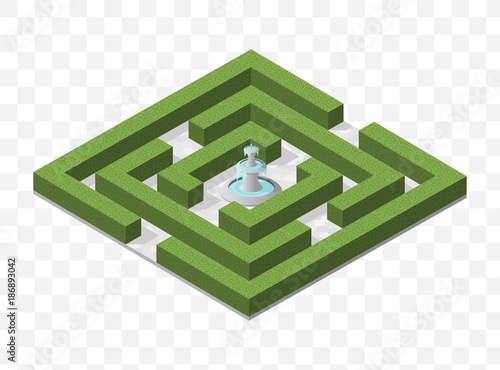 Isometric High Quality City Element with 45 Degrees Shadows on Transparent Background . Garden