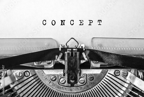 Vintage typewriter with sample text. CONCEPT. Printed word text