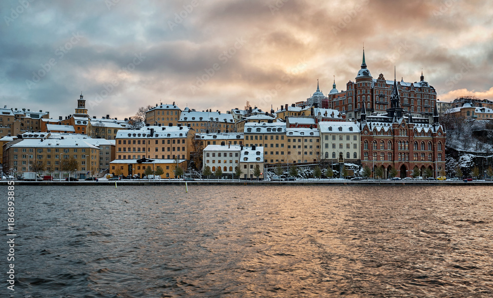 Stockholm city on a winter afternoon.