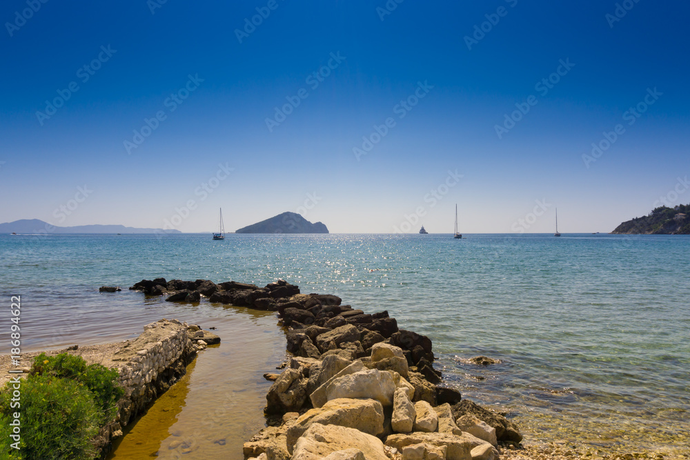  island,beach,rocks,mediterranean, waves, seascape, holiday