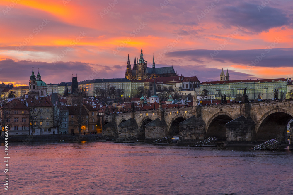 Fototapeta premium Prague Castle and the Charles Bridge