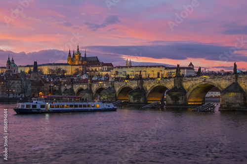 Fotografie, Tablou Prague Castle and the Charles Bridge