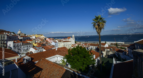 panorama view of alfama quarter in lisbon, portugal