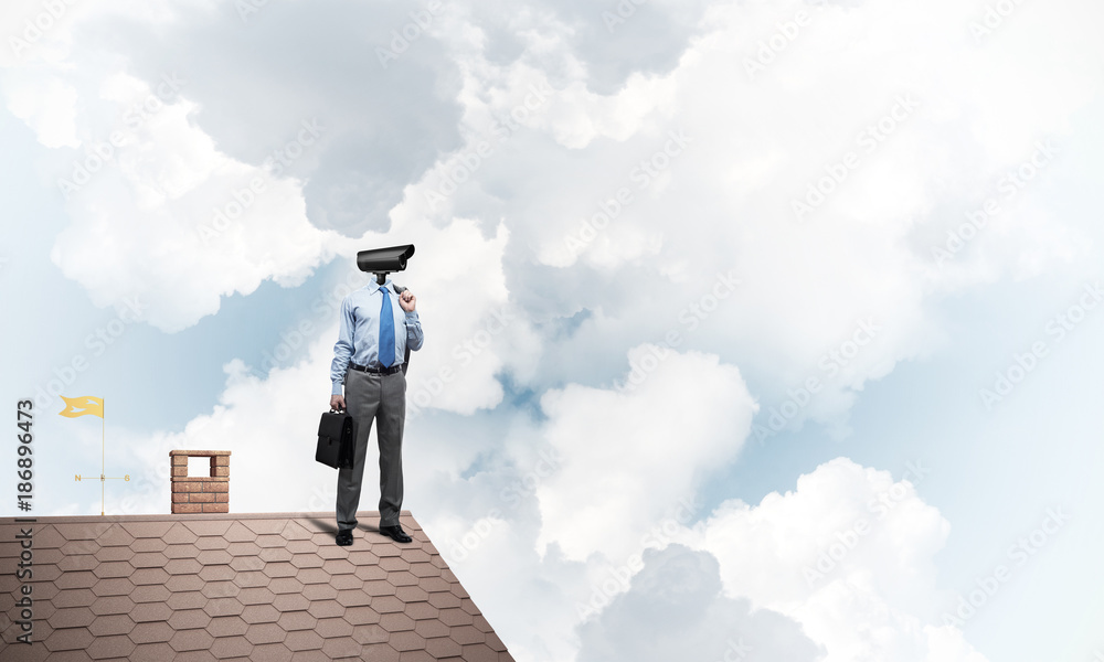 Concept of home security and privacy protection with camera head Concept of home security and privacy protection with camera head