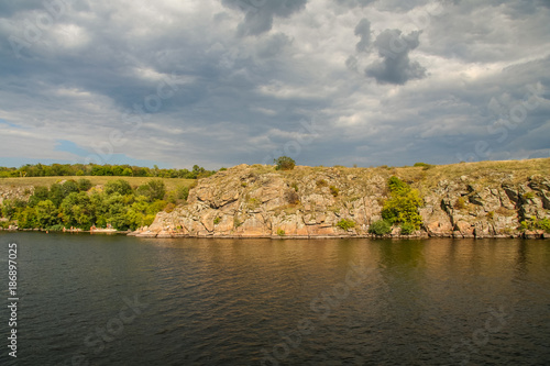 Rocky shores of the island of Khortytsya