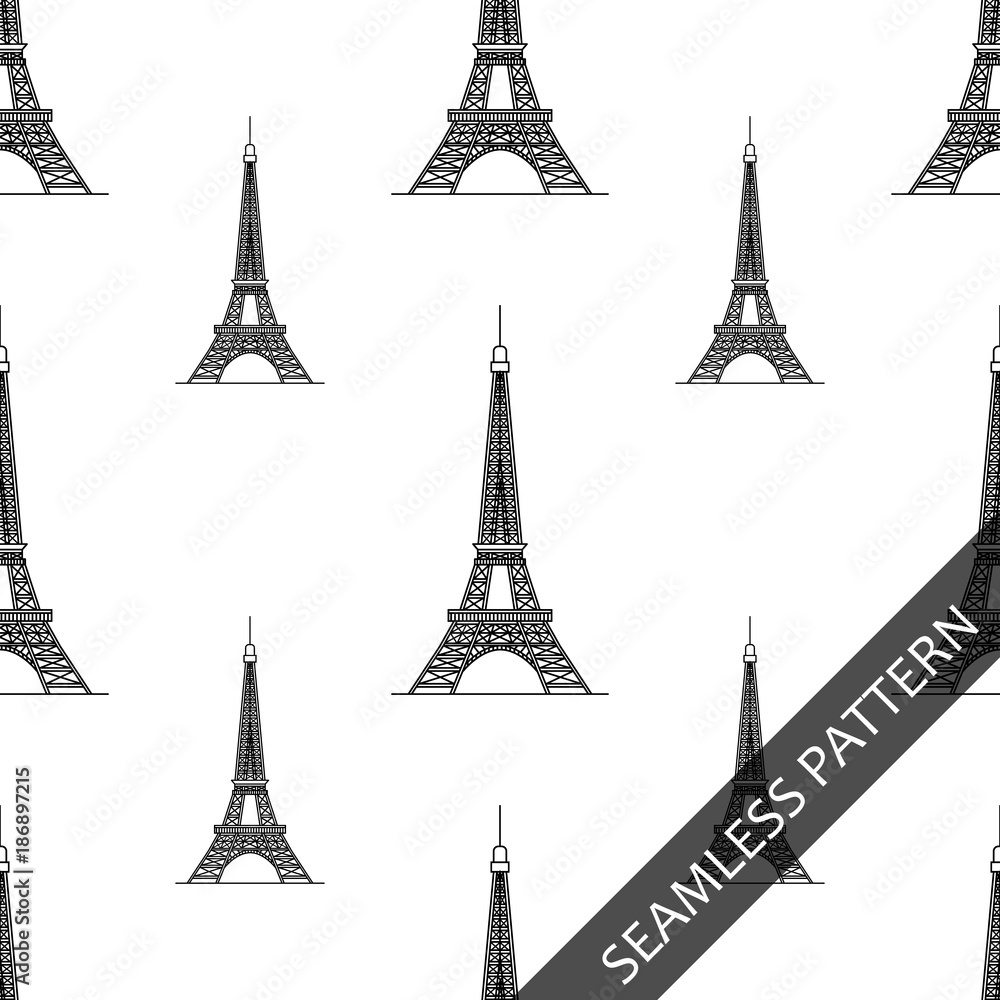 seamless pattern with silhouette of the Eiffel tower