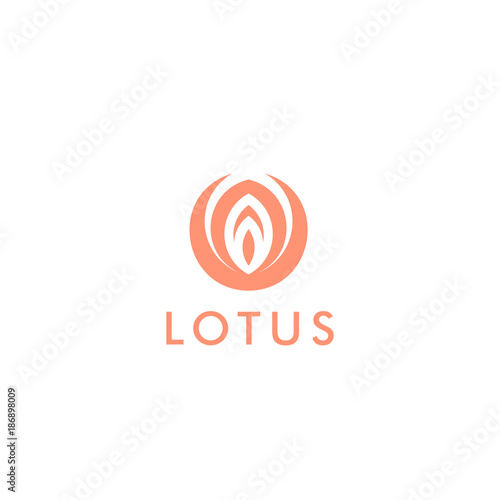 Abstract lotus flower, pink scin color unusual shape logo. Vector logotype template.