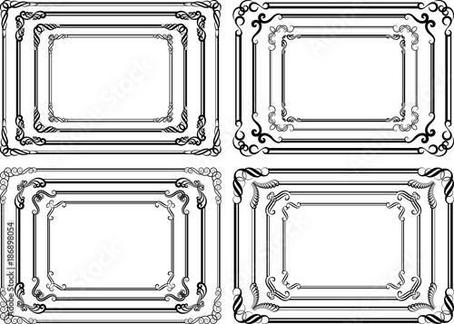 set of vintage borders with decorative corners