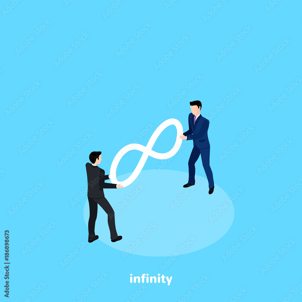 Εκτύπωση καμβά men in business suits draw the sign of infinity, isometric image