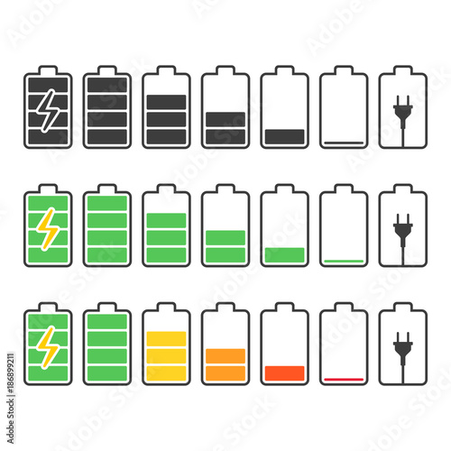 Battery icons set.