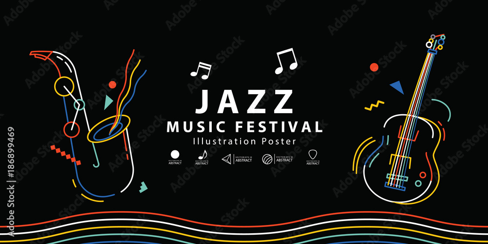 Fototapeta premium Jazz music festival banner poster illustration vector. Music concept.