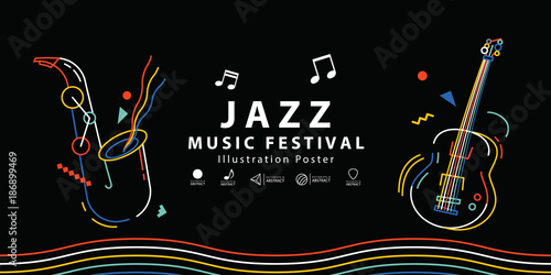Jazz music festival banner poster illustration vector. Music concept.