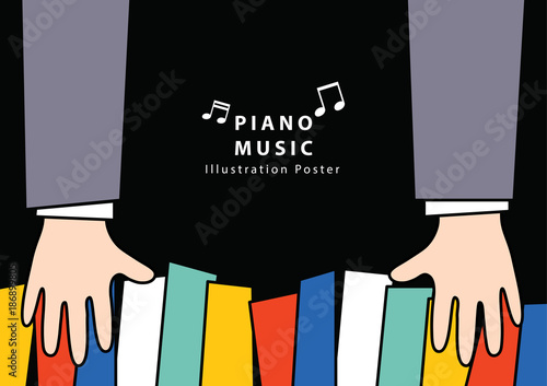Piano music Poster A4 illustration vector. Music concept.