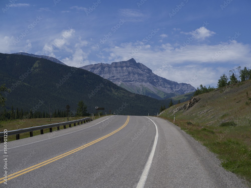 Highway 541 with mountains in the background, Kananaskis Country, Southern Alberta, Alberta, Canada Highway 541 with mountains in the background, Kananaskis Country, Southern Alberta, Alberta, Canada