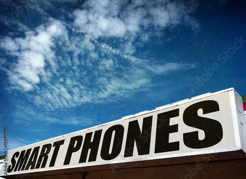 aged and worn smart phone sign