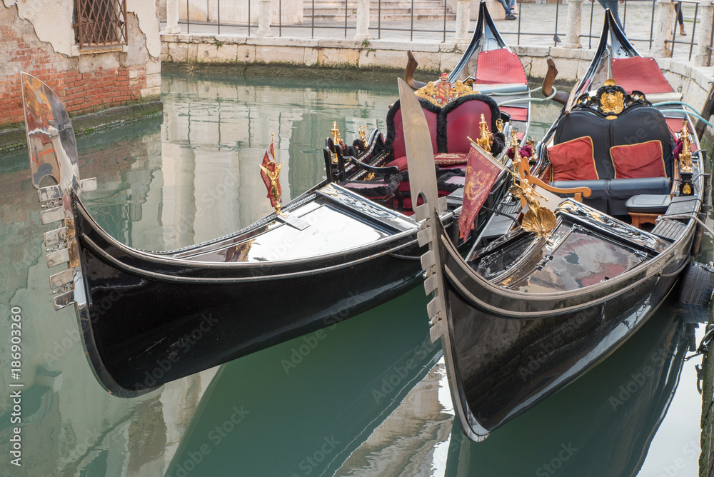 two Venetian gondolas