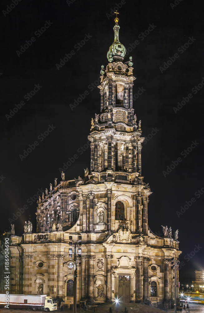 Dresden Cathedral At night, Germany