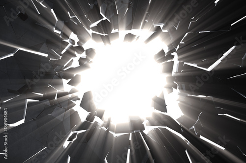 Canvas Print 3d rendering cracked earth abstract background with volume light rays