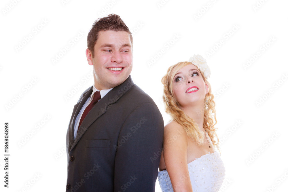 Happy groom and bride posing for marriage photo Happy groom and bride posing for marriage photo