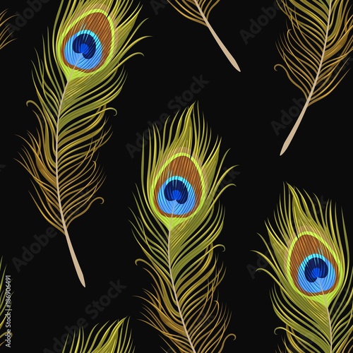 Seamless peacock feathers