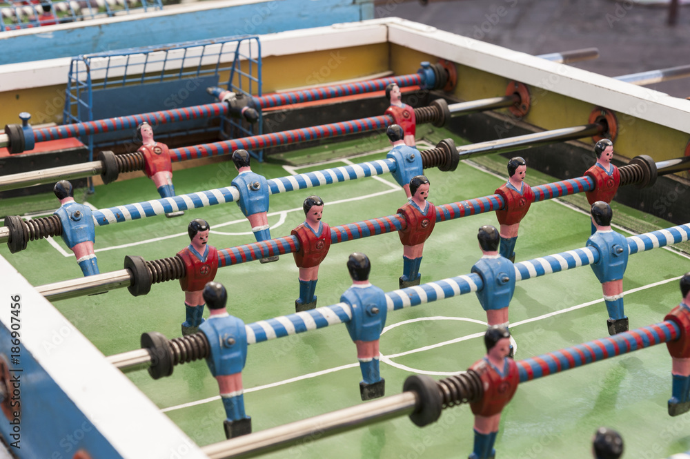 Ancient and vintage Bolivian old wood classic aged Foosball soccer table