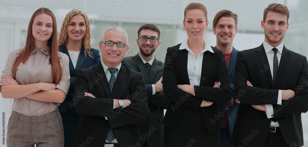 Team portrait of successful business people looking at camera, Team portrait of successful business people looking at camera,