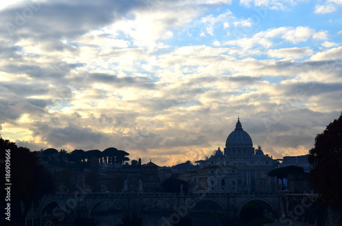 Rome silhouette at sunset