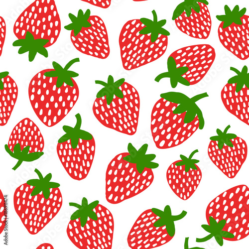 Strawberrie seamless pattern. Vector illustration. Cute fruit background