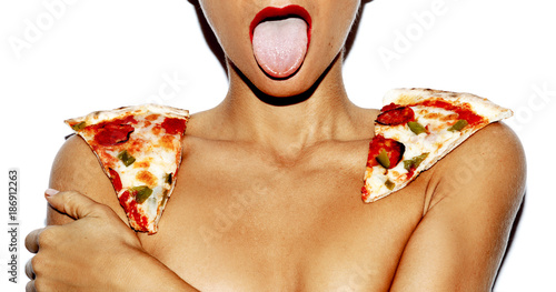 Food porn. Pizza Lover. Sexy Lady. Minimal fashion art – Stock-Foto | Adobe  Stock
