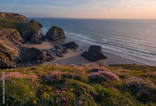 Bedruthan Steps sunset thrift photo