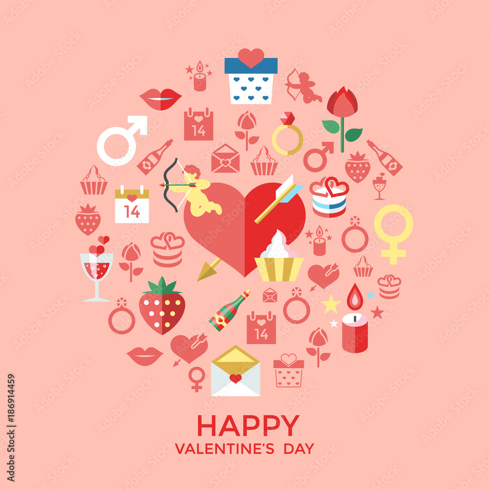 Digital vector february happy valentine's day Digital vector february happy valentine's day