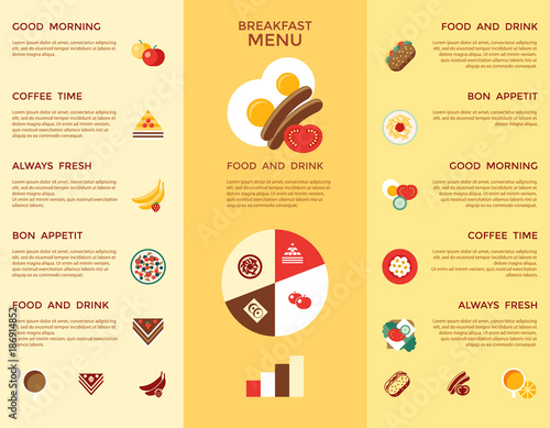 Digital vector breakfast meal fresh food and drink