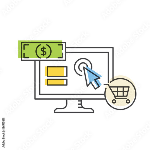 Internet marketing concept. PPC advertising and conversion vector line icon.