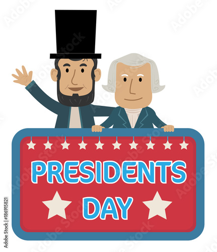 Presidents Day Clip-art - Presidents Day Sign with Abraham Lincoln and George Washington. Eps10