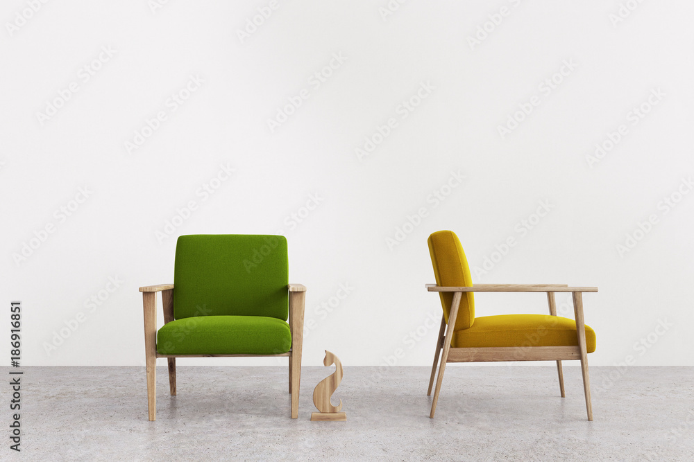 Green and yellow armchairs Green and yellow armchairs