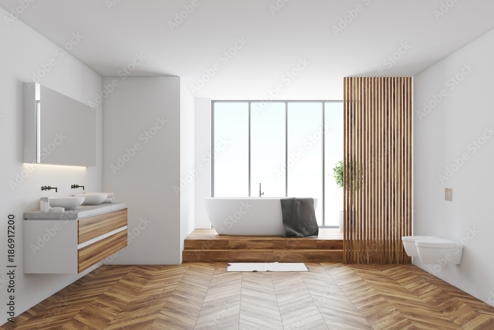 Obraz premium Tiled and white bathroom