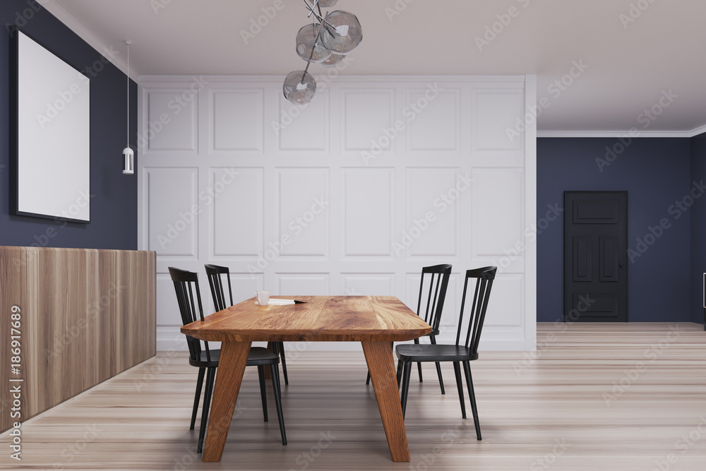 Blue and white dining room, long poster side Blue and white dining room, long poster side