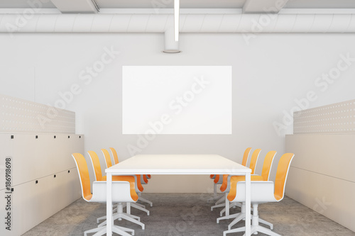 White meeting room  yellow chairs poster