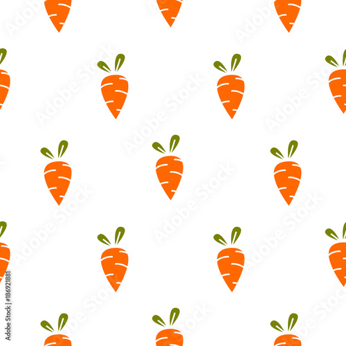 Carrot simple repeat seamless vector pattern. Food background.