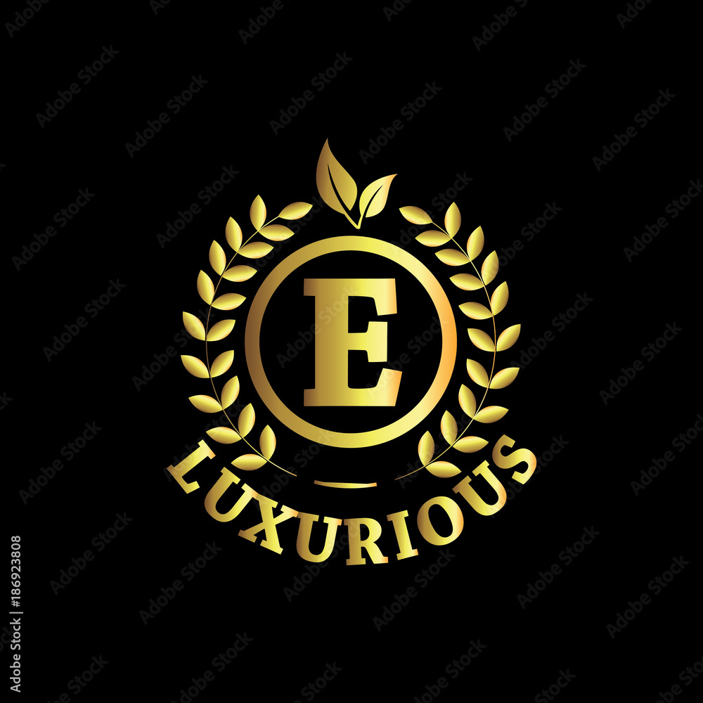 Fototapeta premium E Luxurious Logo Gold Vector Template Design